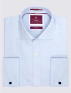 Marks & Spencer 2in Longer Pure Cotton Easy To Iron Shirt Sky Blue