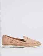Marks & Spencer Leather Side Detail Loafers Blush