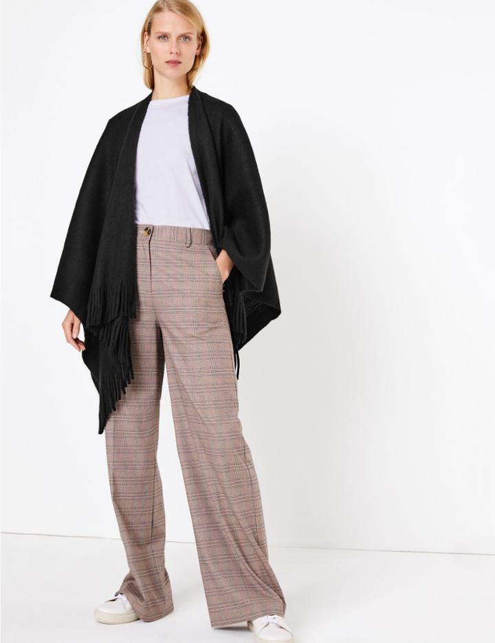 Marks & Spencer Checked Knitted Wrap Black