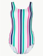 Marks & Spencer Striped Scoop Neck Swimsuit Pink Mix