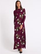 Marks & Spencer Floral Print Long Sleeve Skater Maxi Dress Red Mix