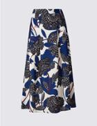 Marks & Spencer Floral Print A-line Midi Skirt Blue Mix