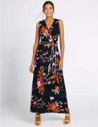 Marks & Spencer Floral Print Maxi Dress Black Mix