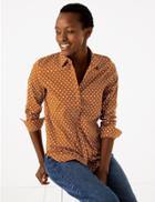 Marks & Spencer Cotton Rich Polka Dot Slim Fit Shirt Copper