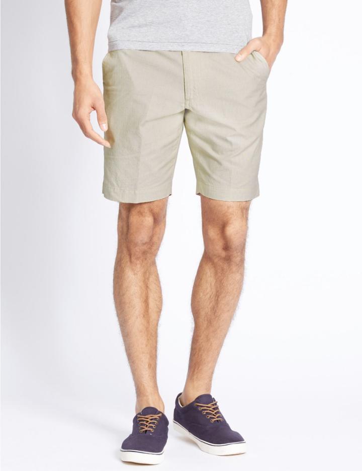 Marks & Spencer Pure Cotton Striped Shorts Natural Mix