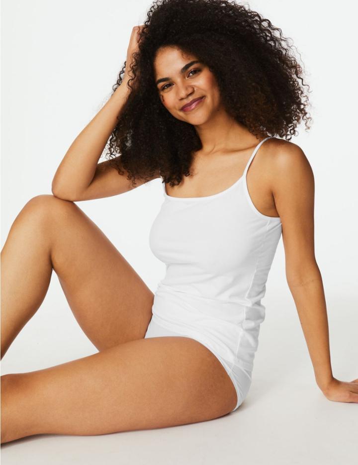 Marks & Spencer Cotton Rich Strappy Vest White