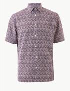 Marks & Spencer Relaxed Fit Printed Shirt Purple