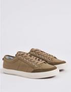 Marks & Spencer Canvas Lace-up Pump Shoes Medium Khaki