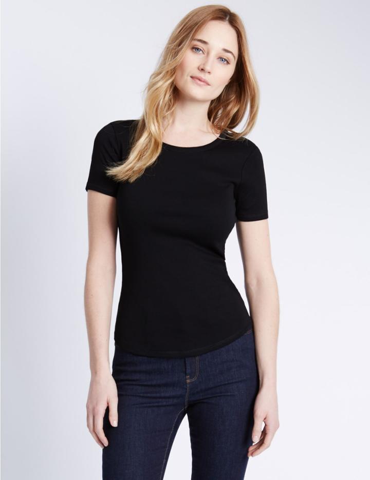 Marks & Spencer Pure Cotton Short Sleeve T-shirt Black