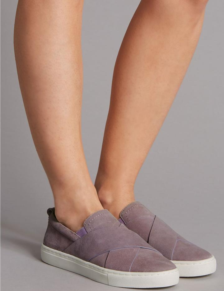 Marks & Spencer Suede Strap Trainers Lilac