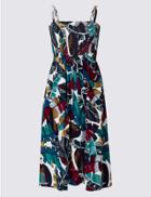 Marks & Spencer Leaf Print Woven Midi Beach Dress Purple Mix