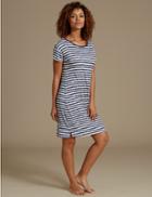 Marks & Spencer Striped Short Nightdress Navy Mix
