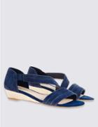 Marks & Spencer Suede Wedge Asymmetrical Sandals Navy