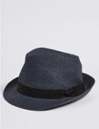 Marks & Spencer Double Weave Textured Trilby Hat Navy