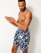 Marks & Spencer Quick Dry Sea Creature Print Swim Shorts Navy