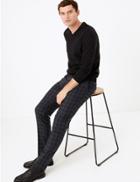 Marks & Spencer Slim Fit Wool Blend Checked Trousers