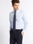 Marks & Spencer Pure Cotton Regular Fit Shirt With Pocket Turquoise Mix