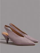 Marks & Spencer Leather Cone Heel Slingback Court Shoes Lilac