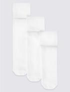Marks & Spencer 3 Pairs Of Freshfeet&trade; Cotton Rich Body Sensor&trade; School Tights (3-14 Years) White