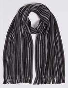 Marks & Spencer Striped Rochelle Scarf Charcoal Mix