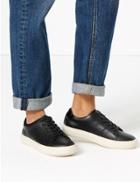 Marks & Spencer Leather Lace Up Trainers Black