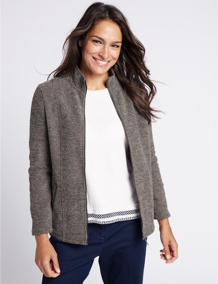 Marks & Spencer Boucle Fleece Jacket Grey