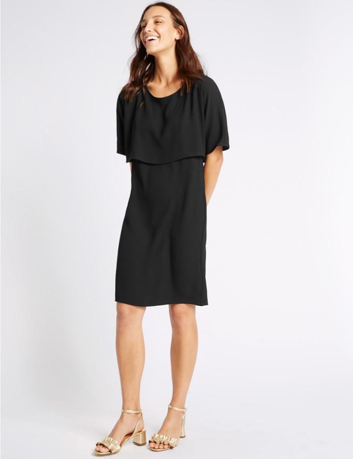 Marks & Spencer Double Layer Tie Back Shift Dress Black