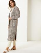 Marks & Spencer Textured Open Front Duster Coat Indigo Mix