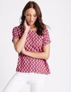 Marks & Spencer Geometric Print Short Sleeve T-shirt Red Mix