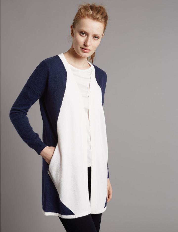 Marks & Spencer Pure Cashmere Cardigan Navy Mix