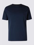 Marks & Spencer Slim Fit Pure Cotton Crew Neck T-shirt Navy