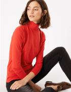 Marks & Spencer Cotton Rich Fitted Top Scarlet