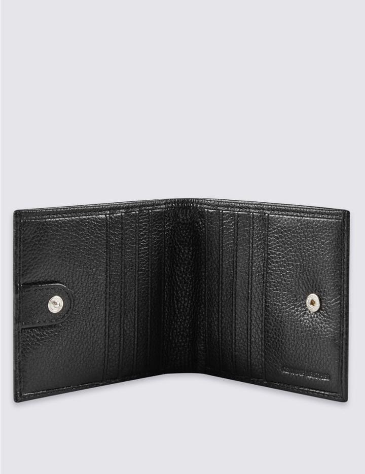 Marks & Spencer Leather Slim Popper Bi Fold Wallet With Cardsafe&trade; Black
