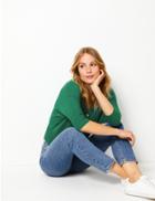 Marks & Spencer Batwing V-neck Cardigan With Linen Sea Green