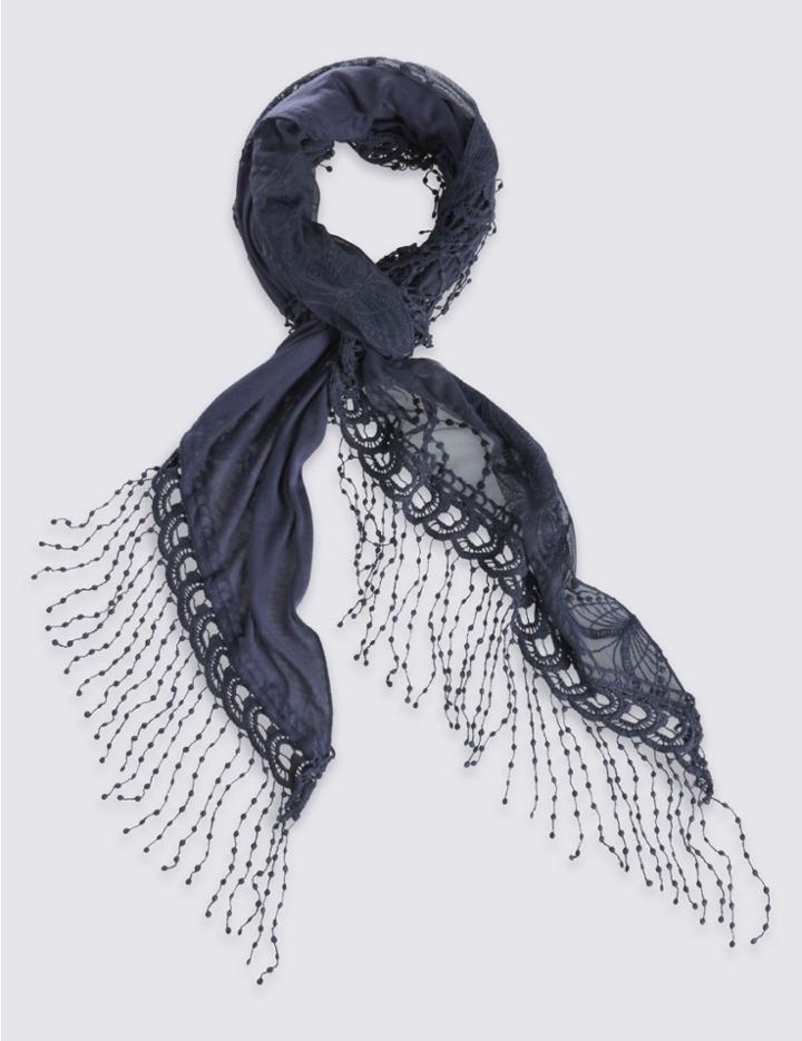 Marks & Spencer Butterfly Bellini Scarf Navy