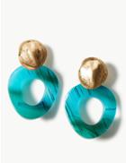 Marks & Spencer Shield Resin Disc Drop Earrings Turquoise