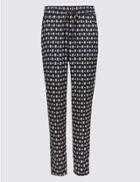 Marks & Spencer Geometric Print Tapered Peg Trousers Navy Mix