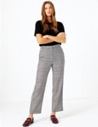 Marks & Spencer Dogtooth Straight Leg 7/8th Trousers Black Mix