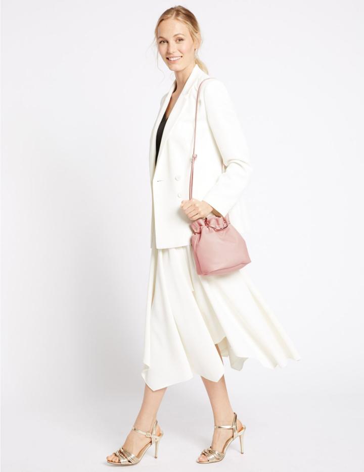Marks & Spencer Faux Leather Drawstring Duffle Bag Lilac