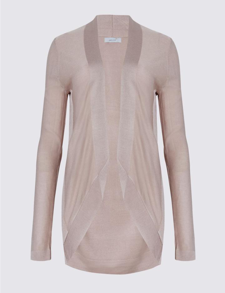 Marks & Spencer Open Front Long Sleeve Cardigan Dusted Pink
