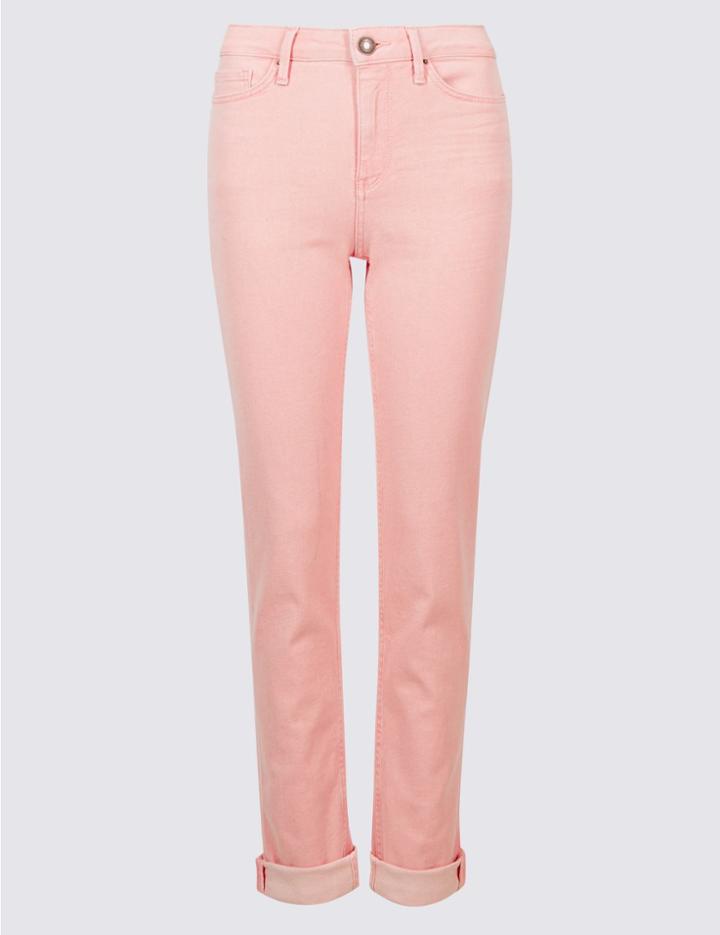 Marks & Spencer Relaxed Slim Mid Rise Jeans Pink