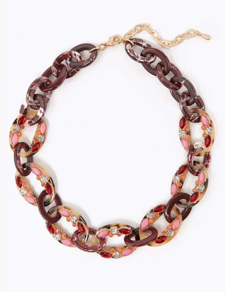 Marks & Spencer Gem Detail Link Necklace Purple Mix