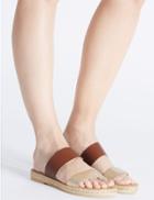 Marks & Spencer Leather Slip On Two Band Sandals Tan