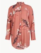 Marks & Spencer Floral Print Long Sleeve Shirt Pink Mix