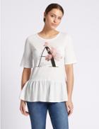 Marks & Spencer Modal Blend Graphic Print Jersey Top Pale Pink