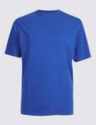 Marks & Spencer Slim Fit Pure Cotton Crew Neck T-shirt Blue