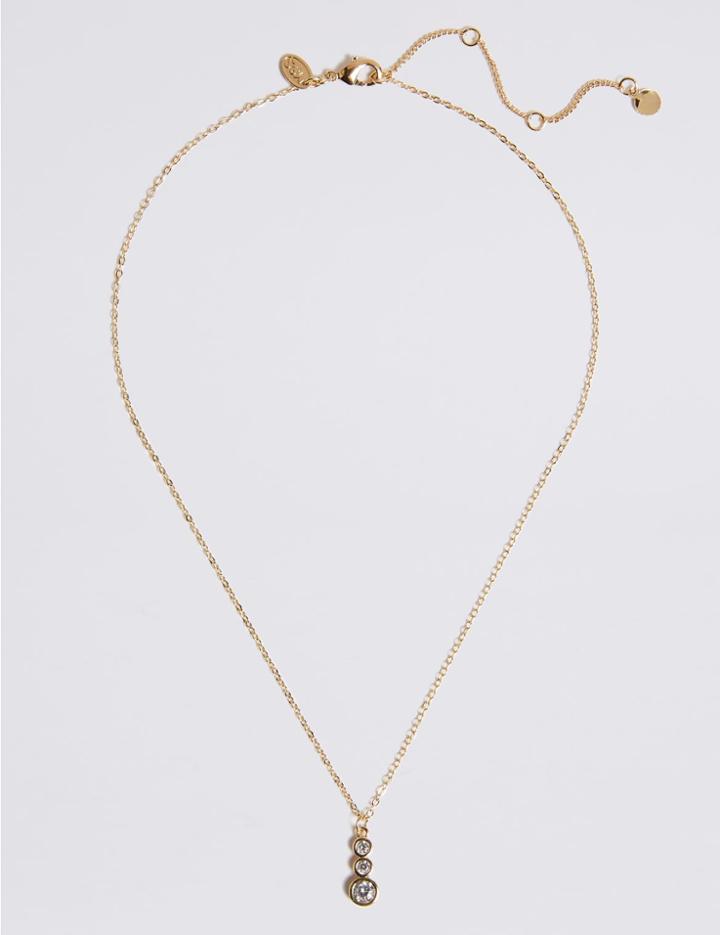 Marks & Spencer Gold Plated Triple Stone Necklace Gold Mix