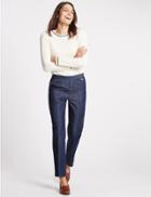 Marks & Spencer Pull On Mid Rise Slim Leg Jeans Indigo