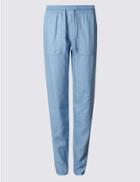 Marks & Spencer Drawstring Tapered Leg Trousers Chambray