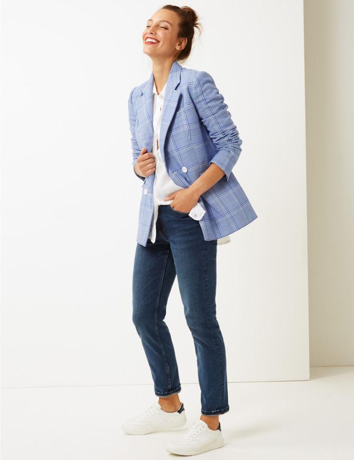 Marks & Spencer Mid Rise Relaxed Leg Jeans Med Blue Denim